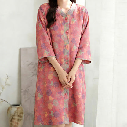 Vintage Floral Cotton Gauze Lounge Dress - image 3