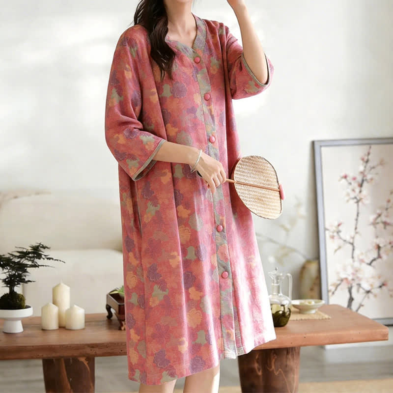 Vintage Floral Cotton Gauze Lounge Dress - image 2