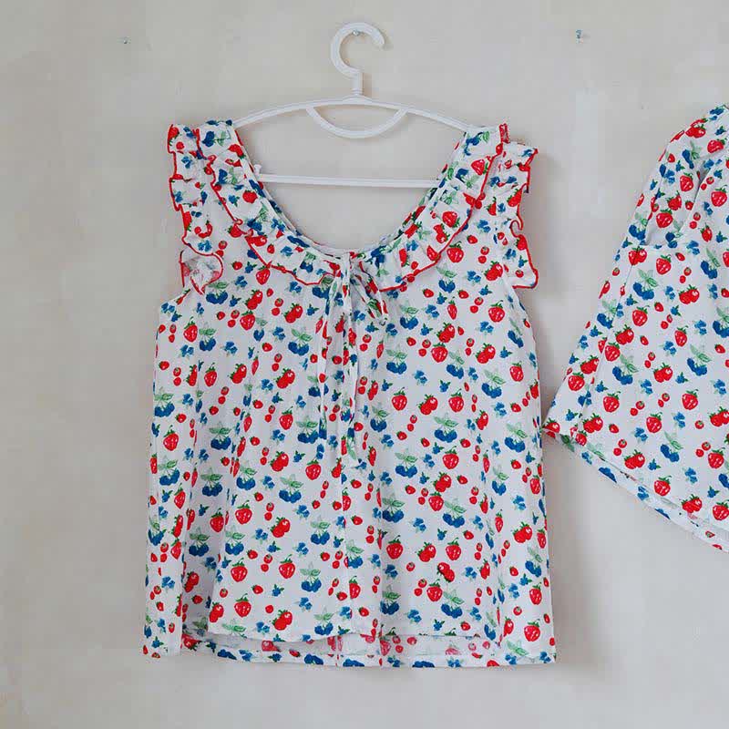 Fruit Cotton Gauze Ruffle Women's Pajamas - image 7