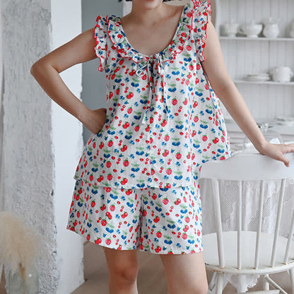 Fruit Cotton Gauze Ruffle Women's Pajamas - image 4