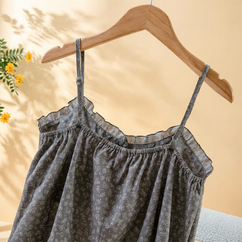 Floral Cotton Ruffle Cami Pajama Set - image 6