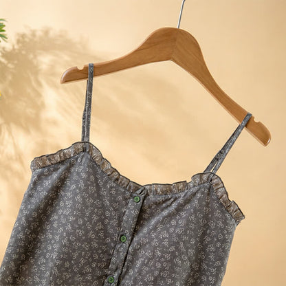 Floral Cotton Ruffle Cami Pajama Set - image 5