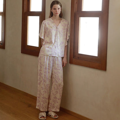 Lavender Floral Ruffle Sleeve Loungewear Set - image 4