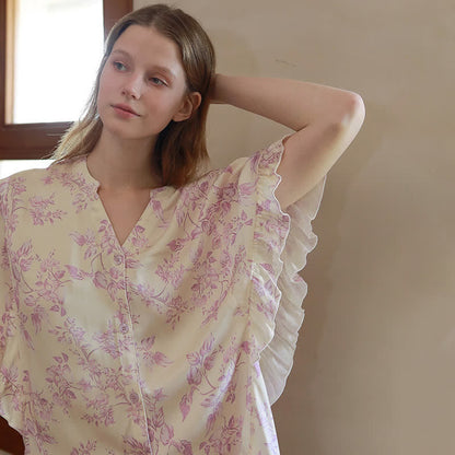 Lavender Floral Ruffle Sleeve Loungewear Set - image 9