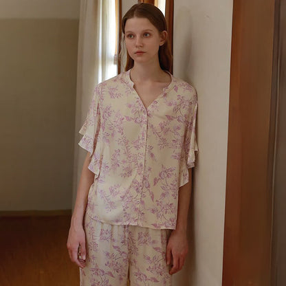Lavender Floral Ruffle Sleeve Loungewear Set - image 8