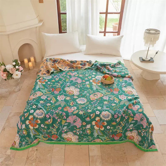 Farmhouse Botanical Reversible Gauze Quilt - Green - King - image 0