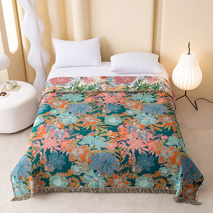 Vintage Tropical Floral  Reversible Gauze Quilt - image 1