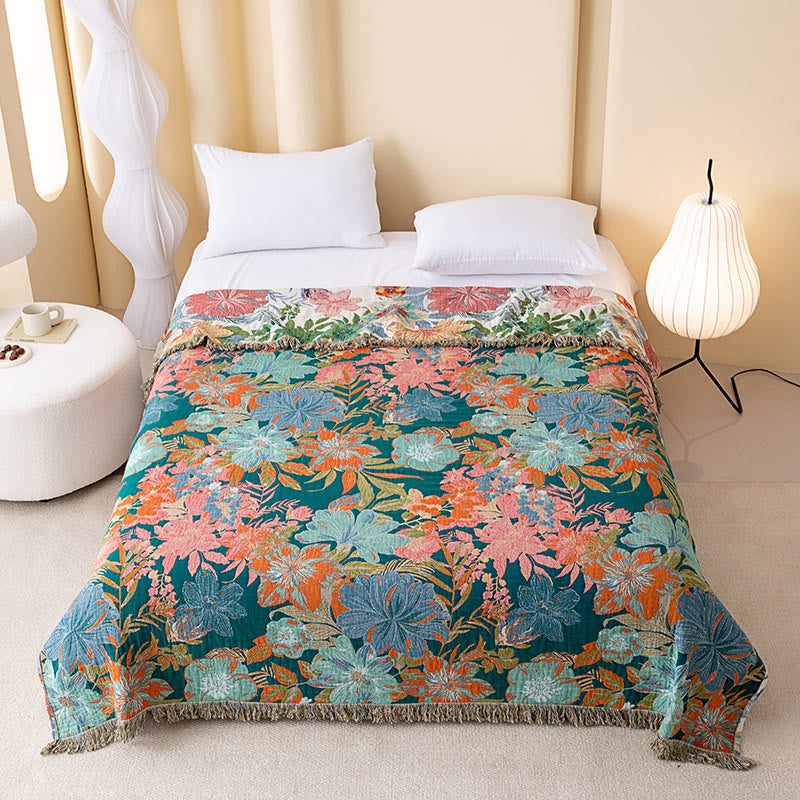 Vintage Tropical Floral  Reversible Gauze Quilt - image 1