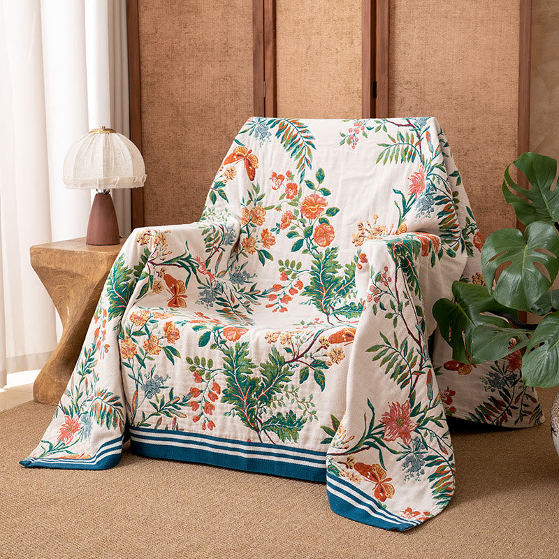 Vintage Vine Floral Reversible Gauze Quilt - image 1