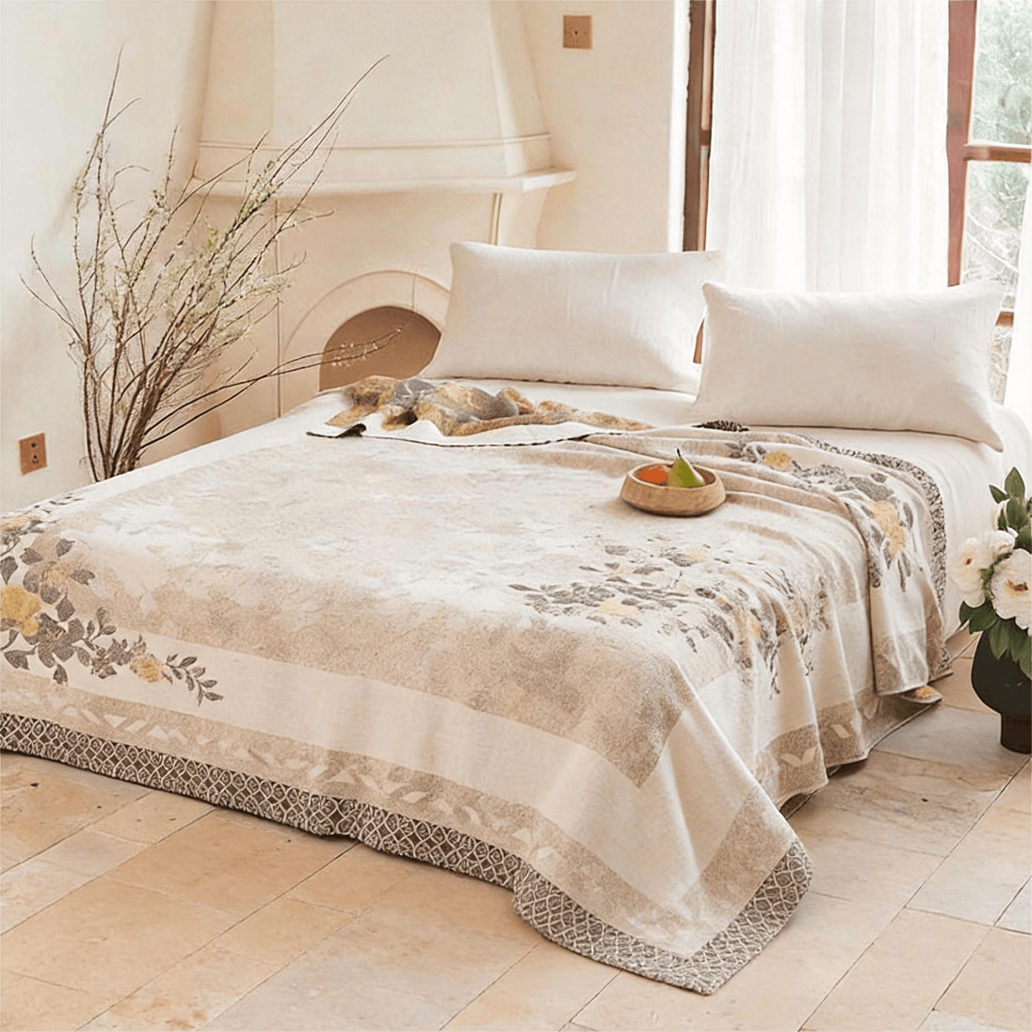 Oriental Peony Jacquard Reversible Gauze Quilt - image 1