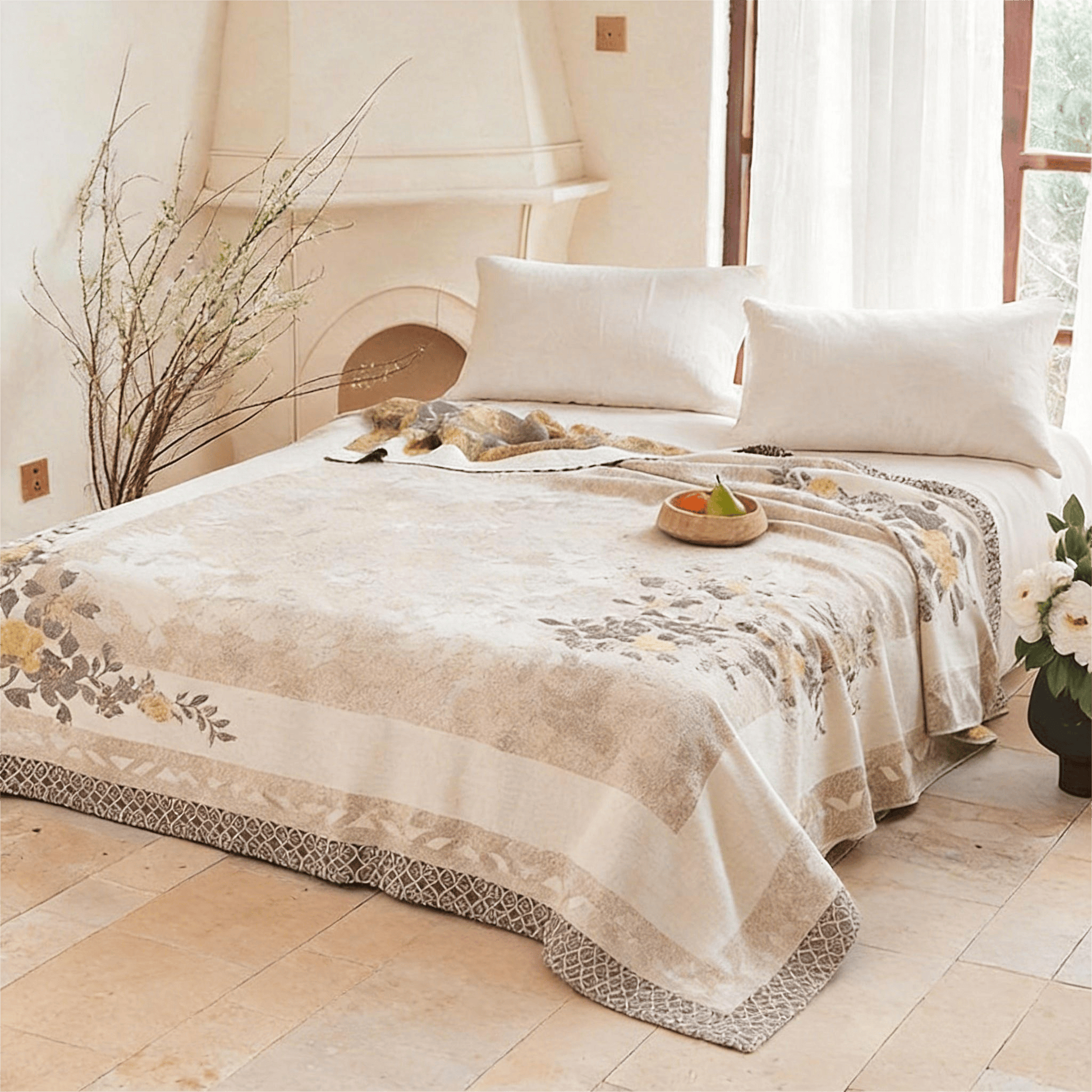 Oriental Peony Jacquard Reversible Gauze Quilt - image 1