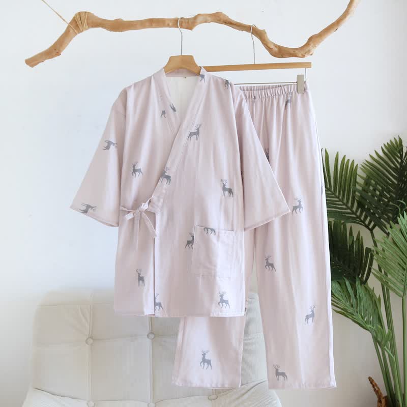 Couple Matching Deer Cotton Loungewear Set - Women: Pink - XL - image 2