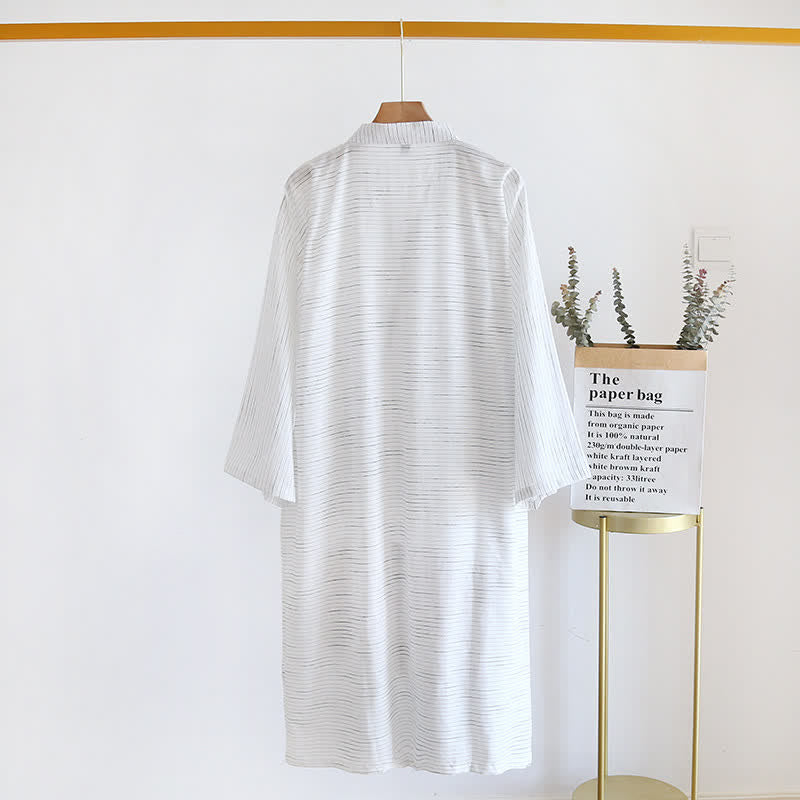 Unisex Cotton Gauze Kimono Lounge Robe - image 4