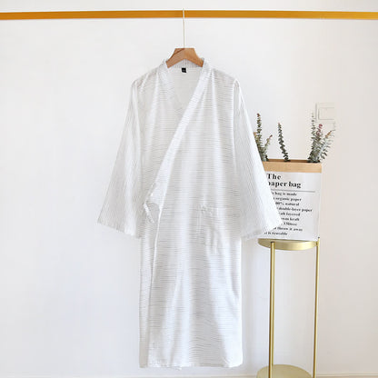 Unisex Cotton Gauze Kimono Lounge Robe - White - XL - image 3