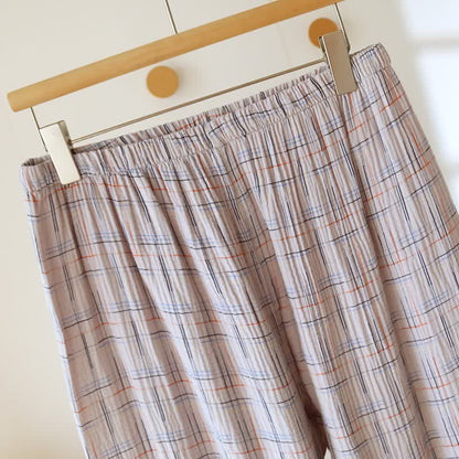 Colorful Stripe Check Cotton Matching Pajamas - image 22