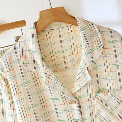 Colorful Stripe Check Cotton Matching Pajamas - image 10