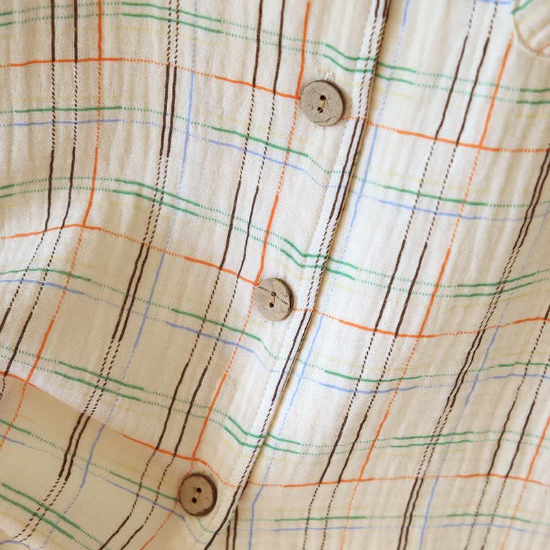 Colorful Stripe Check Cotton Matching Pajamas - image 11