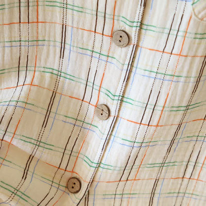 Colorful Stripe Check Cotton Matching Pajamas - image 11