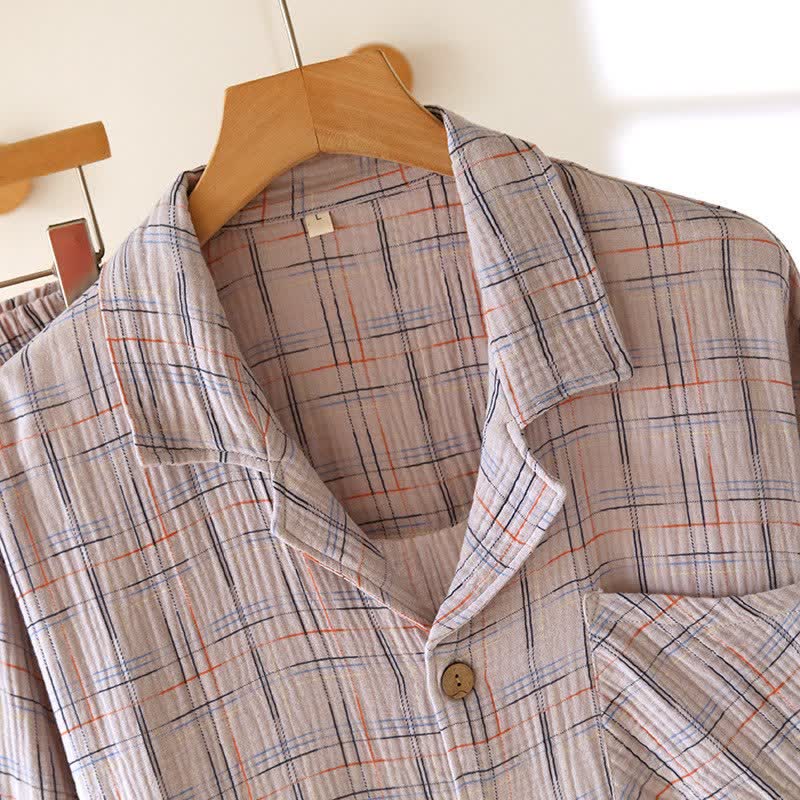 Colorful Stripe Check Cotton Matching Pajamas - image 19
