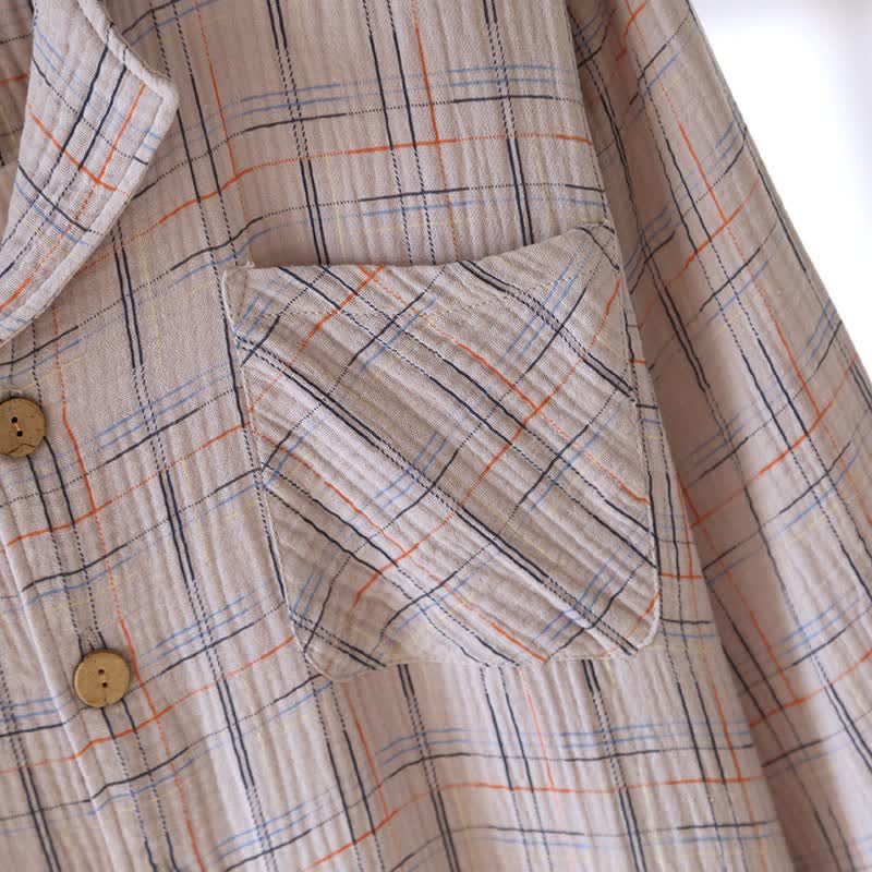 Colorful Stripe Check Cotton Matching Pajamas - image 20