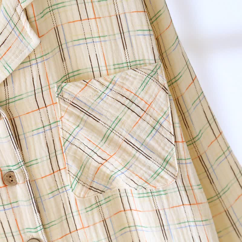 Colorful Stripe Check Cotton Matching Pajamas - image 12