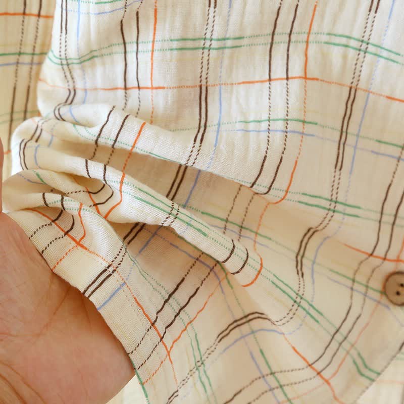 Colorful Stripe Check Cotton Matching Pajamas - image 14