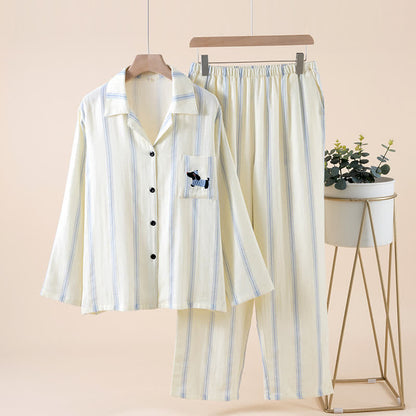Striped Cotton Matching Couple Pajama Set - image 3
