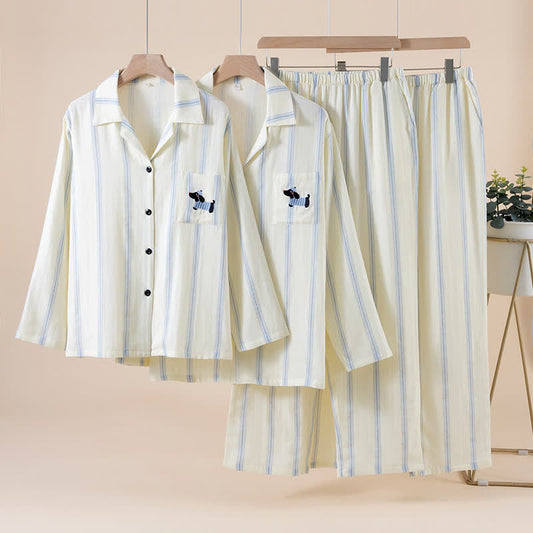 Striped Cotton Matching Couple Pajama Set - image 0