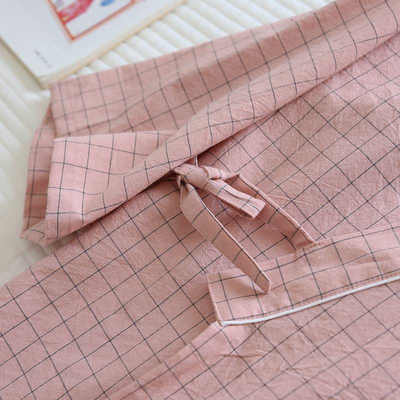 Couple Matching Gird Cotton Kimono Pajamas - image 13