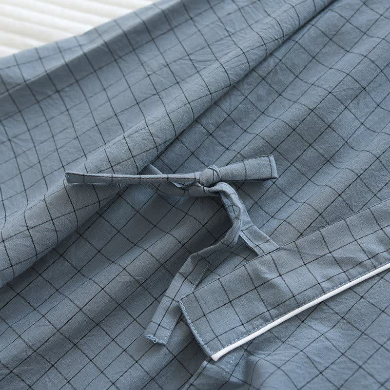 Couple Matching Gird Cotton Kimono Pajamas - image 4