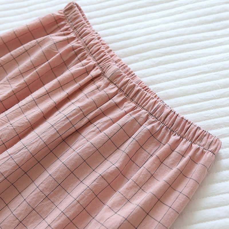 Couple Matching Gird Cotton Kimono Pajamas - image 15