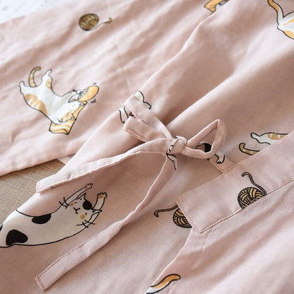 Couple Matching Cat Cotton Kimono Robe - image 6