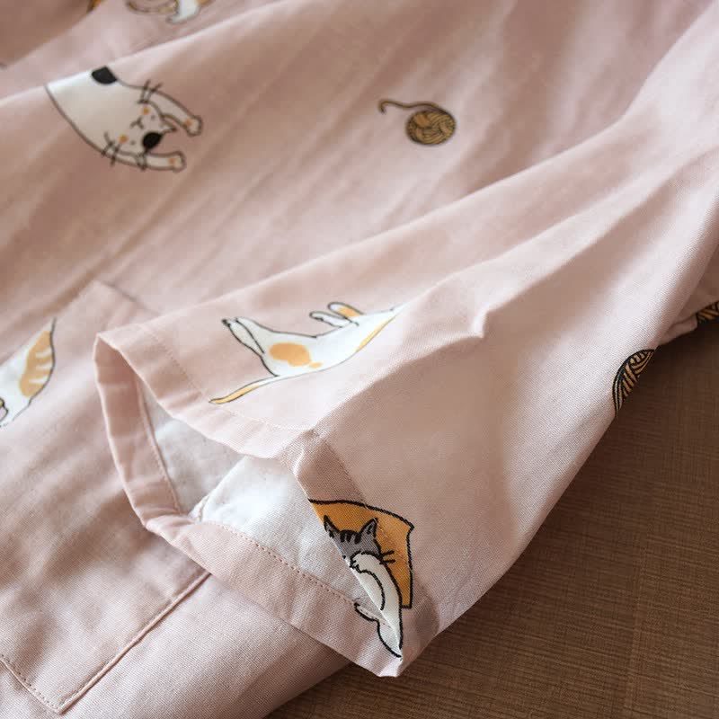Couple Matching Cat Cotton Kimono Robe - image 8