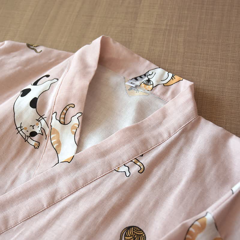 Couple Matching Cat Cotton Kimono Robe - image 4