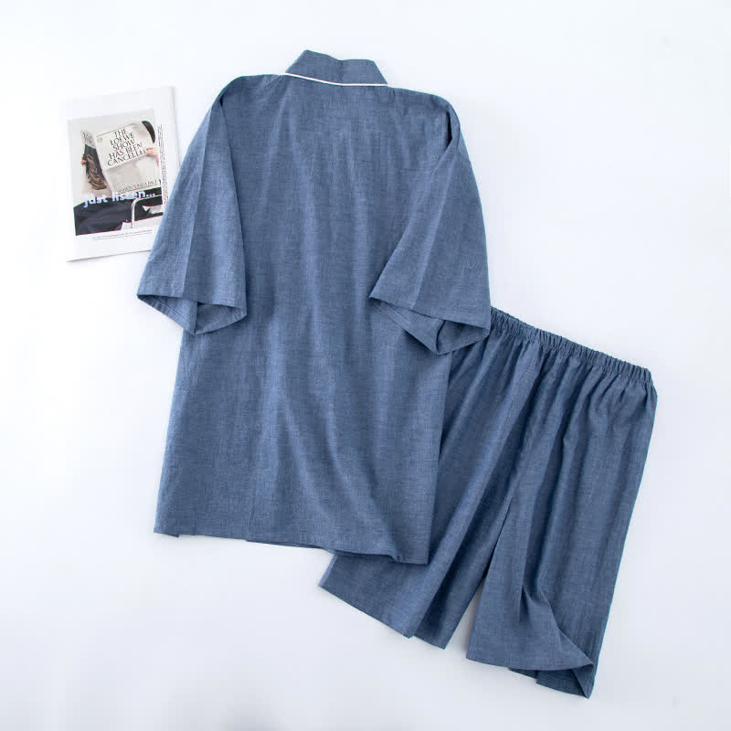 Unisex Solid Cotton Short Sleeve Pajamas - image 8