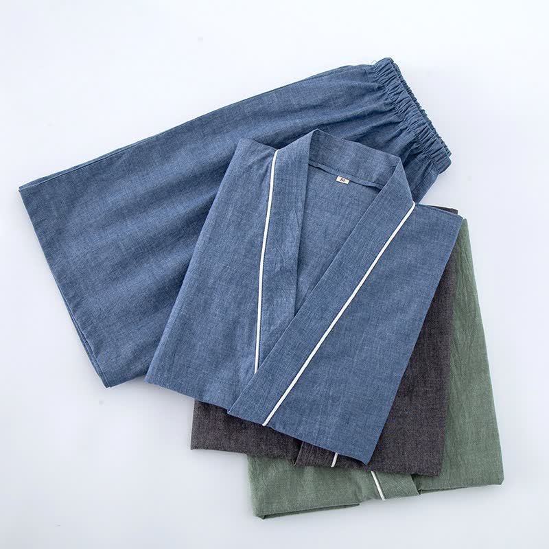 Unisex Solid Cotton Short Sleeve Pajamas - image 2