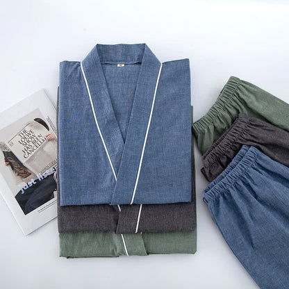 Unisex Solid Cotton Short Sleeve Pajamas - image 3