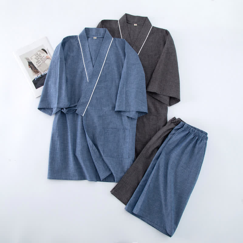 Unisex Solid Cotton Short Sleeve Pajamas - image 4