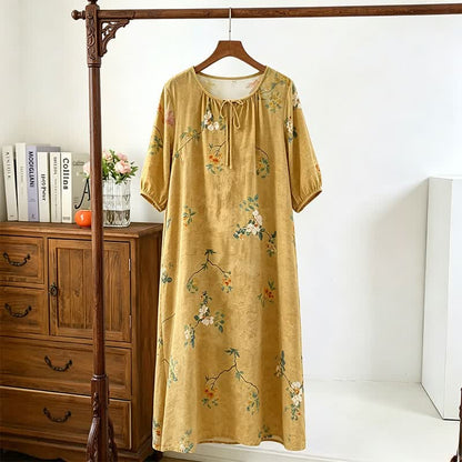 Vintage Floral & Branch Lounge Dress - image 1