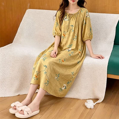 Vintage Floral & Branch Lounge Dress - image 3