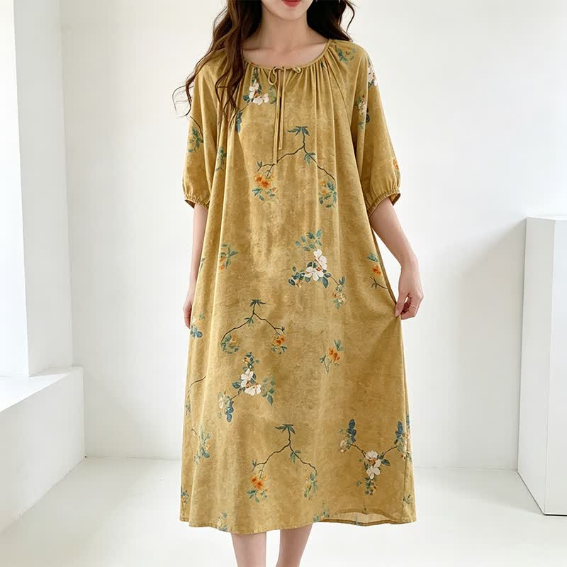 Vintage Floral & Branch Lounge Dress - image 2