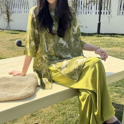 Horse Print Eastern-Inspired Loungewear Set - image 1