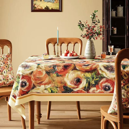 Impressionist Oil Painting Floral Tablecloth - Multicolor - Square - 55" × 55" - image 0