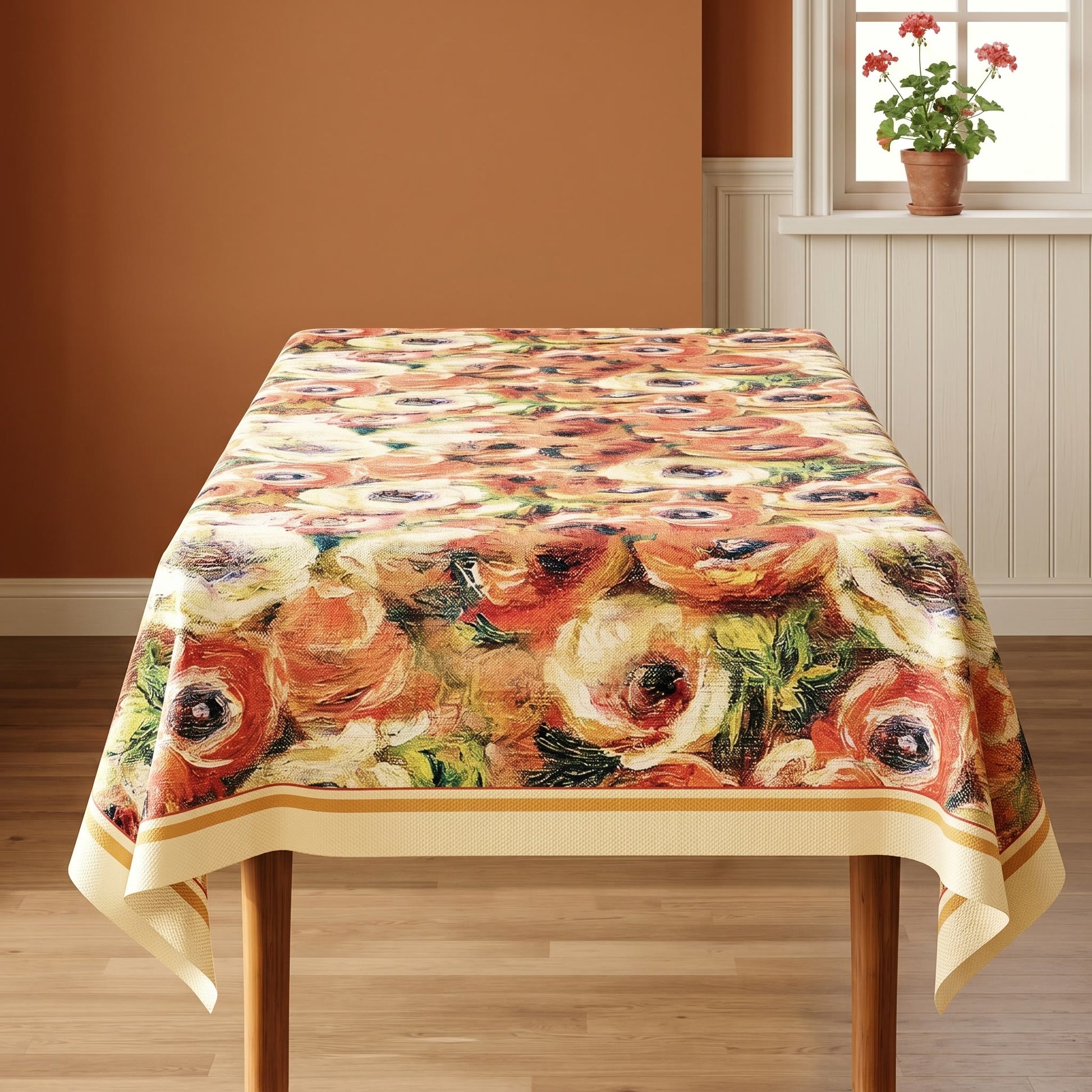Impressionist Oil Painting Floral Tablecloth - image 1