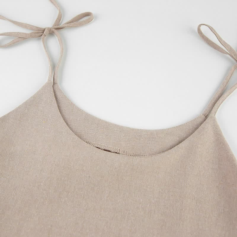 Casual Cotton Linen Tie Strap Nightdress - image 6