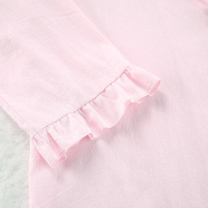 Solid Cotton Ruffle Trim Women's Pajamas - image 6