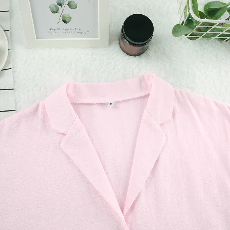 Solid Cotton Ruffle Trim Women's Pajamas - image 4