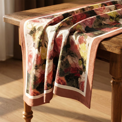 Vintage Oil-Painting Rose Floral Tablecloth - image 3
