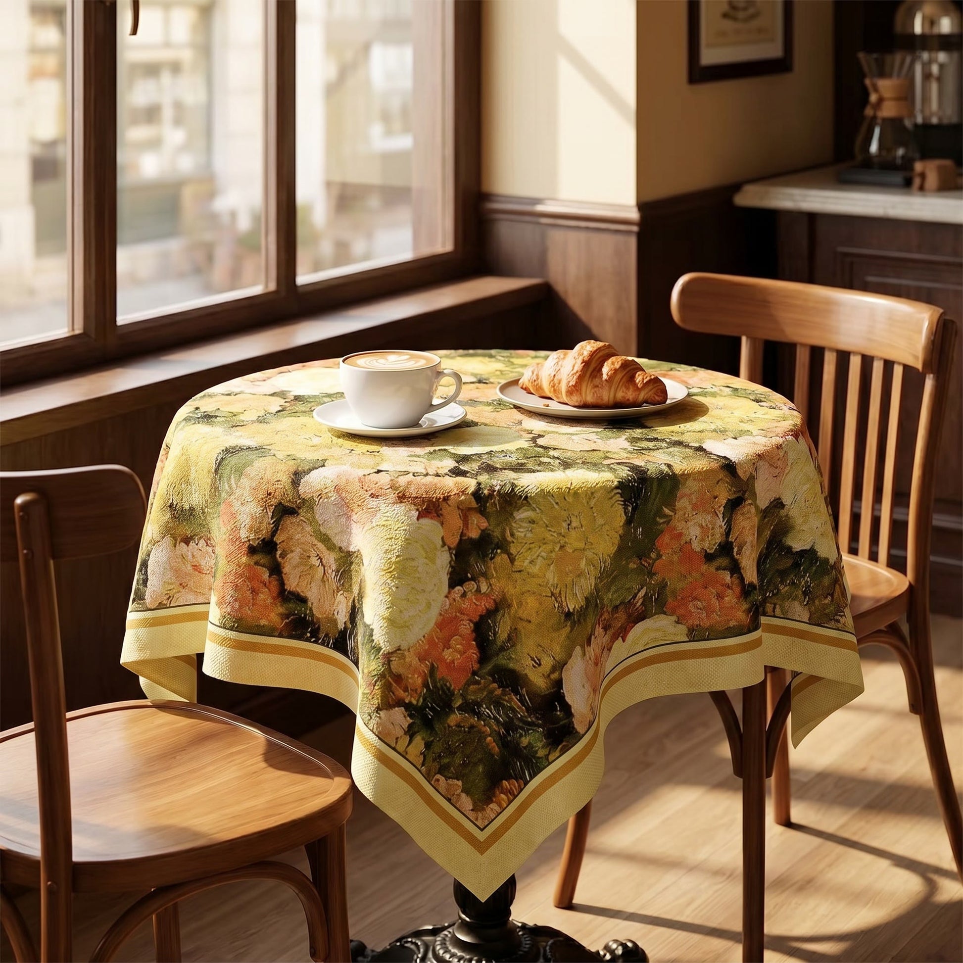 Elegant Painterly Floral Print Tablecloth - image 2