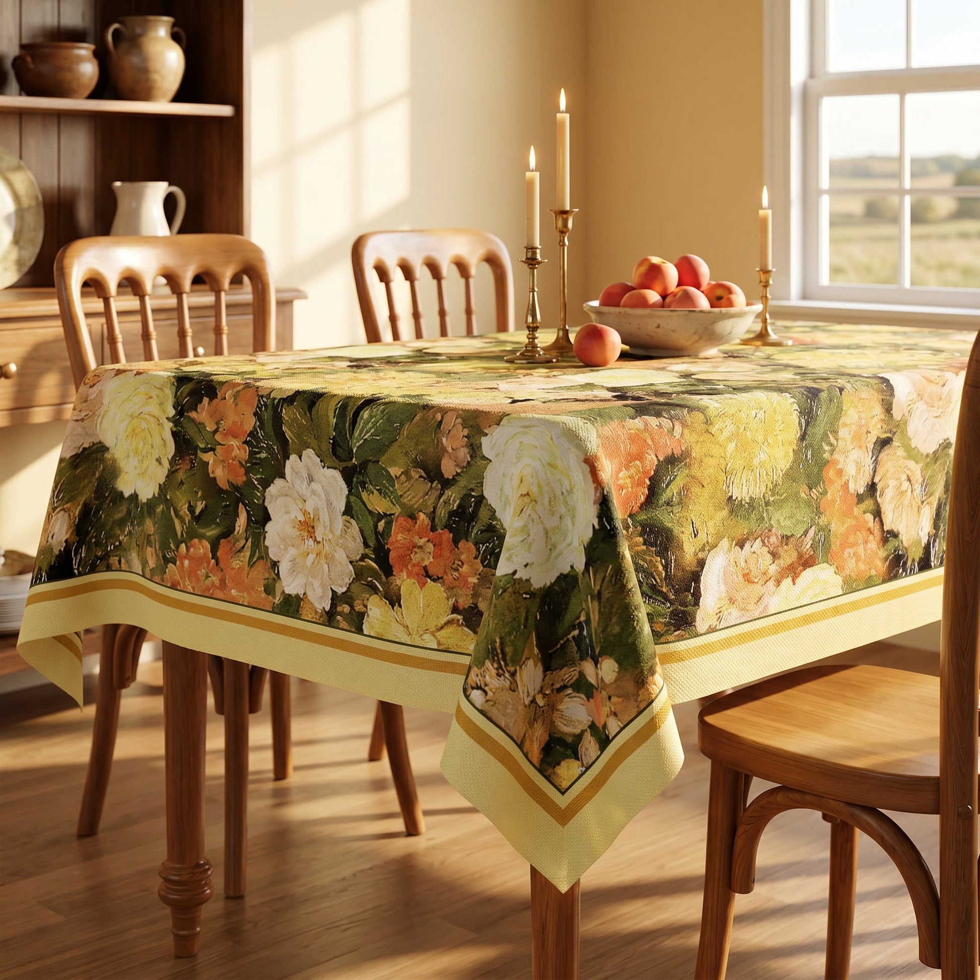 Elegant Painterly Floral Print Tablecloth - image 1